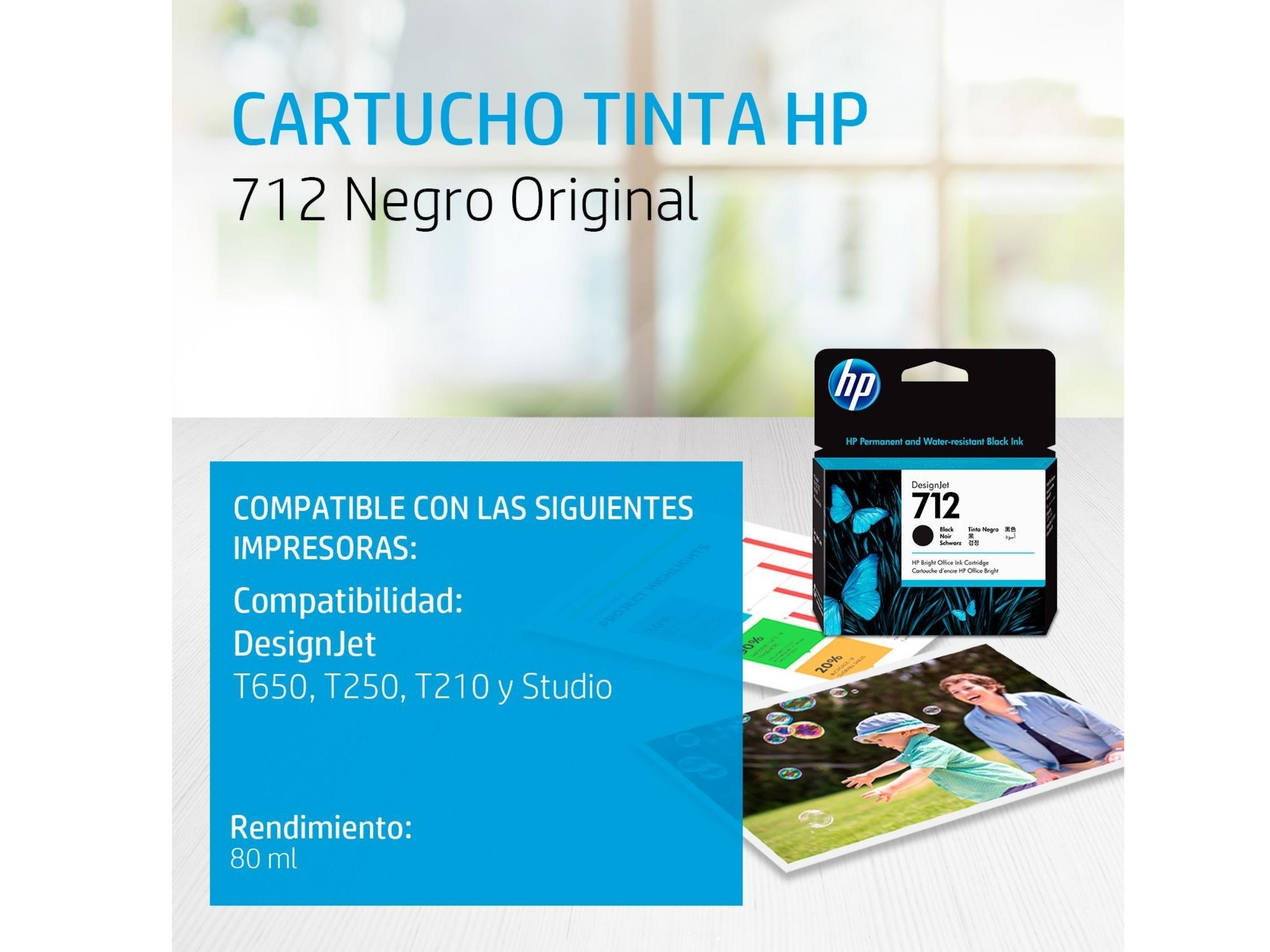 CARTUCHO DE TINTA HP 712A BLACK 80ML (3ED71A) T210/T230/T250/T630/T650